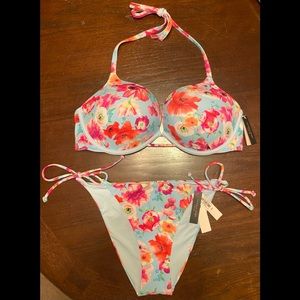 VICTORIA'S SECRET Essential Bombshell 34DD & Side-Tie Cheeky Bikini NWT